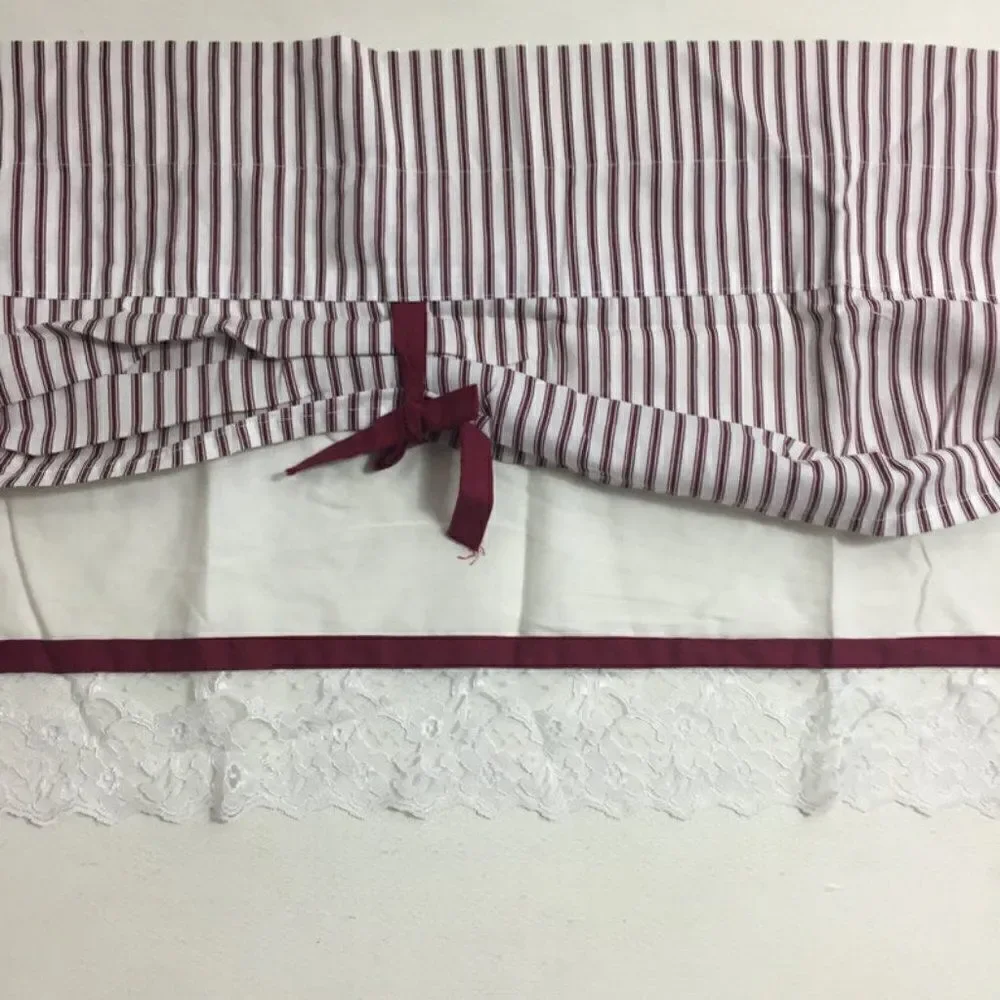 Springs Curtain Valance Striped Lace Trim 60x13